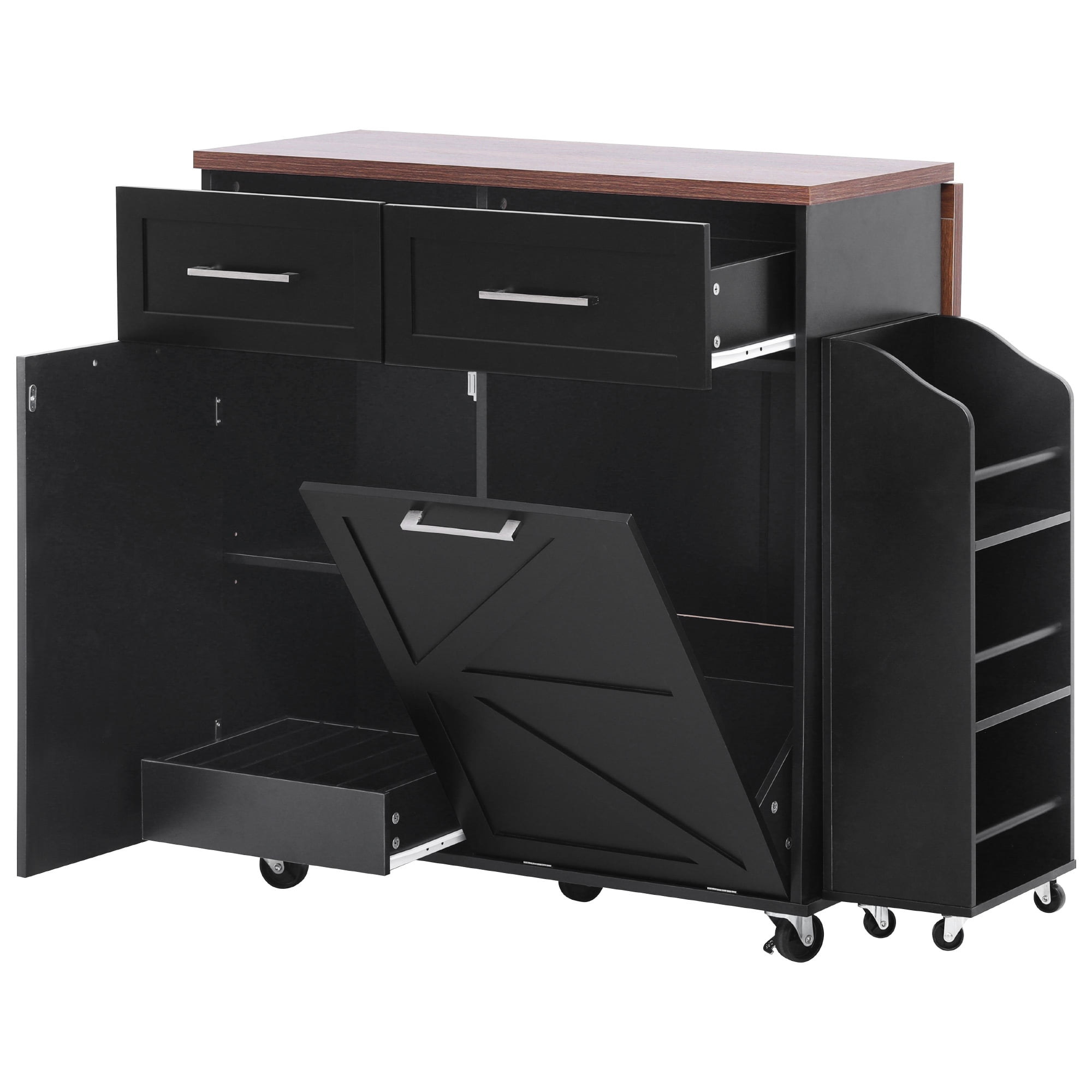 Homy Casa Multi-Function Rolling Utility Cart with Large Storage, Tilt-Out Trash Bin, Adjustable Shelves