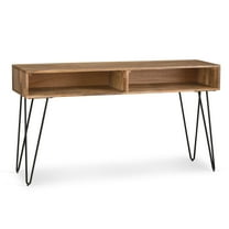 Simpli Home Hunter SOLID MANGO WOOD and Metal 55 inch Wide Industrial Console Sofa Table in Natural