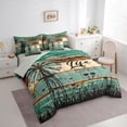 thumbnail image 3 of Homewish Enjoy Farm Life Twin Bedding Sets 7-Piece, Teal Cabin Wooden Plank Bedding Comforter Set, Countryside Style Reversible Sheet Sets, Lightweight Room Decor, 3 of 7