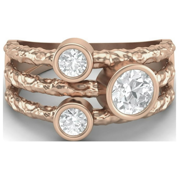 0.70 Carat Moissanite Diamond E Color VS1 Clarity Brilliant Cut 925 Sterling Silver Rose Vermeil Trio Stone Women Valentines Day Gifts Ring