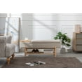 thumbnail image 3 of Guyou Storage Bench Linen End of Bed Ottoman Bench with Wooden Shoe Rack and Coffee Table, Modern Upholstered Long Seating Bench Entryway Bench for Hallway Foyer Living Room Bedroom, Beige, 3 of 9