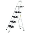 thumbnail image 5 of SuperDeal 4 Step Ladder Folding Step Stool Portable Metal Frame Ladder with Tool Tray Wide Non-Slip Pedal, White, 5 of 8