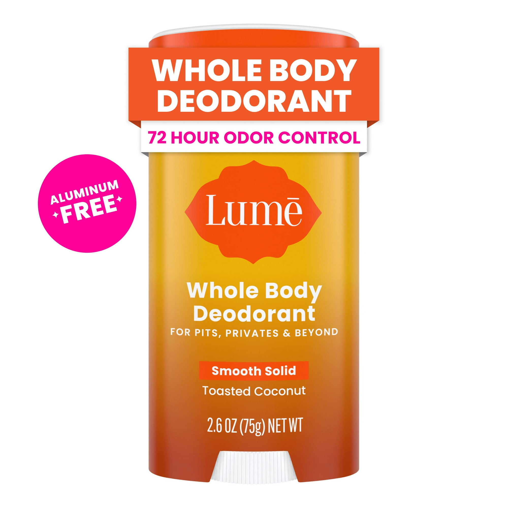 Lume Whole Body Aluminum Free Deodorant Stick, Toasted Coconut, 2.6 oz