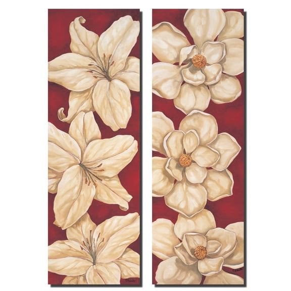 Belle Grande White Lilies and Magnolias, Floral Decor; Two 8X20 Poster Prints