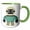 Green/White, variant on 3drose, Cute Teal, Black, and Off White Square Robot, 15oz Two-tone Green Mug