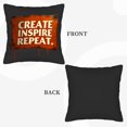 thumbnail image 6 of Set of 2 18x18in Throw Pillow Covers - Distressed Weathered Design with " CREATE INSPIRE REPEAT " in Bold White on Dark Background, 6 of 8