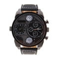 thumbnail image 1 of ColoMX Oulm 9316 Cool Reloj de pulsera de cuarzo con pantalla de doble hora y esfera redonda grande para hombre con correa de PU (negro), 1 of 3