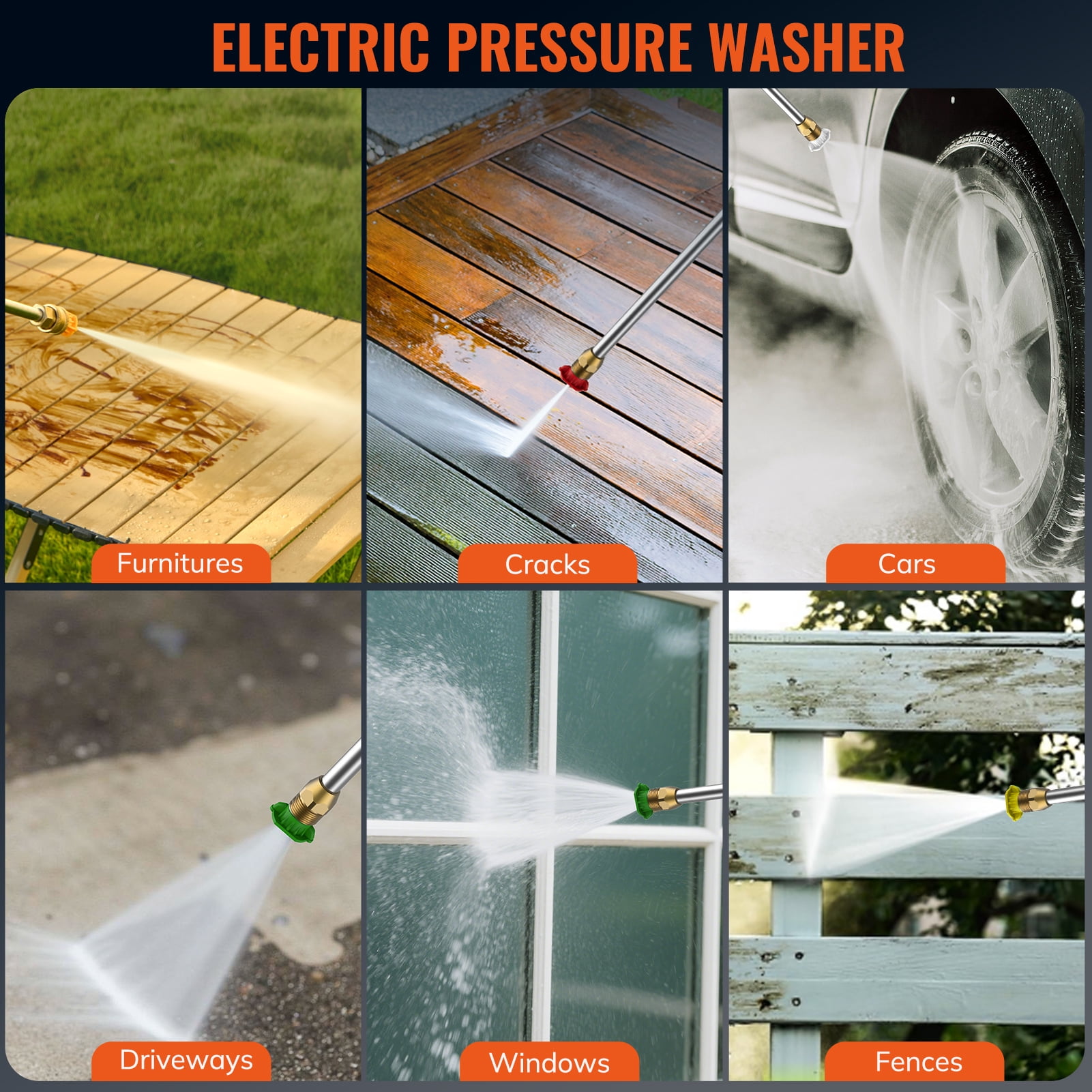 Keenstone Electric Pressure Washer, 4200PSI Max 3 GPM Power Washer with 35FT Power Cord 20FT Hose 5 Nozzles,Soap Cannon for Cars Patios