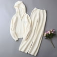 thumbnail image 2 of Lmnyox Teen Girl's Zip Up Sweaters and Wide Leg Pants Sets 2 Pieces Clothing Sets Fall Winter Outfits, 2 of 5