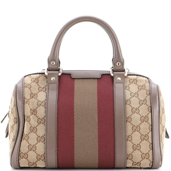 Pre-Owned Vintage Web Boston Bag GG Canvas Small By Rebag