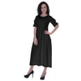thumbnail image 4 of Moomaya Womens Gathered Waist Dress Tea Length Dresses Classic Summer Clothing, 4 of 7