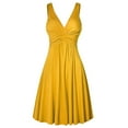 thumbnail image 2 of Elainilye Fashion Womens Dresses V-neck Retro Sling Pleated Slim Flare Skirt Dresses Prom Party Dress,Yellow, 2 of 6