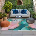 thumbnail image 2 of Teal Pink Marble Outdoor Rug for Patio/Deck/Porch, Non-Slip Large Area Rug 5 x 8 Ft, Modern Art Abstract Ink Painting Indoor Outdoor Rugs Washable Area Rugs, Reversible Camping Rug Carpet Runner, 2 of 8