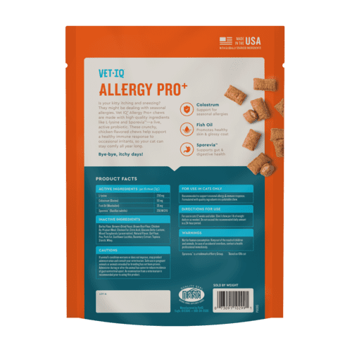 Vet IQ Allergy Pro+ Health Supplement for Cats, Chicken Flavored Crunchy Chews, Approx. 30 Day Supply