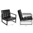 thumbnail image 2 of AWQM Leather Accent Chair Set of 2, PU Leather Button-tufted, Ergonomic Chair with Black Metal Frame for Living Room, Bedroom, Black, 2 of 8