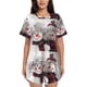 thumbnail image 1 of Fotbe Christmas Snowman With Hat Conjunto de Pijama Estampado para Mujer, 2 Piezas, Ropa de Dormir con Camiseta de Manga Corta y Shorts Suaves-X-Large, 1 of 6