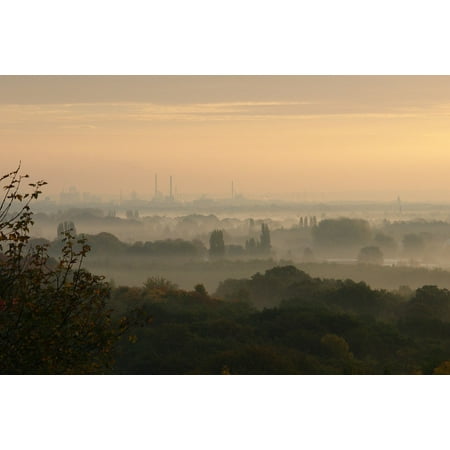 Canvas Print October Industry Morning Mist Chimneys Smog Autumn Stretched Canvas 10 x 14