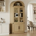 thumbnail image 6 of Modern Arched Door Bookcase, 5 Tier Farmhouse Bookshelf with Storage, Tall Wooden Display Cabinet for Living Room, Kitchen, or Office, 6 of 8