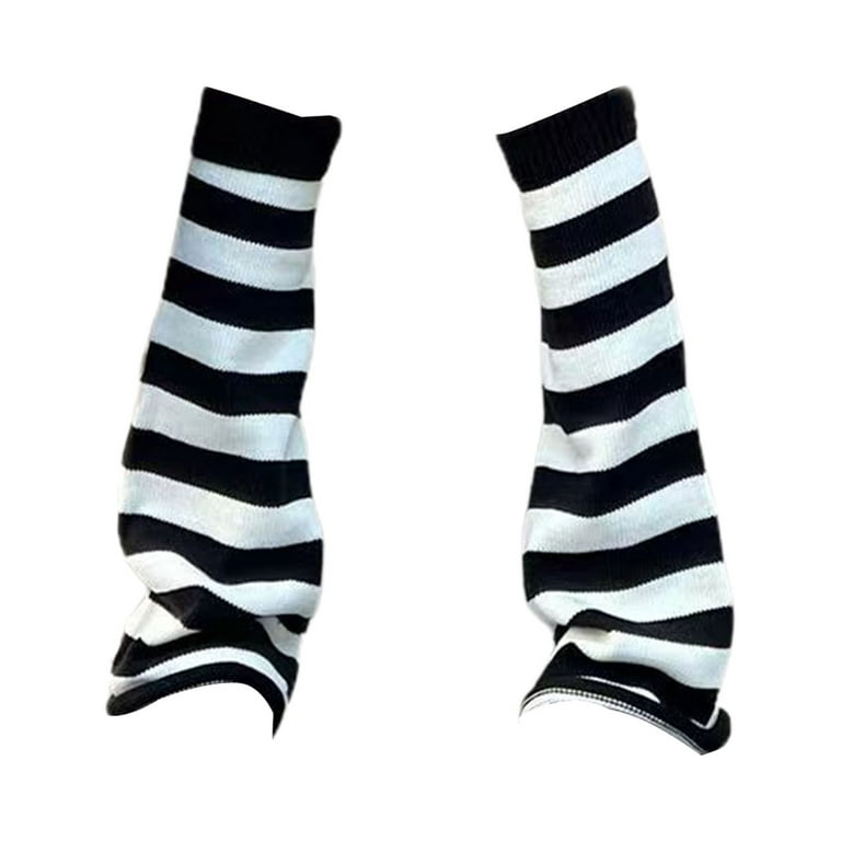D-GROEE 1 Pair Knee Highs Leg Warmers for Women Knee High Leg Warmer Flared  Contrast Color Striped Long Socks