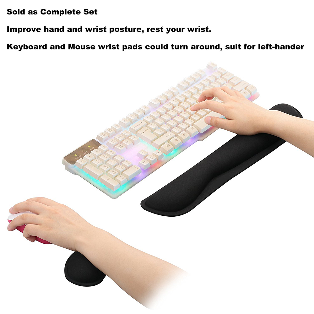 Enlarge Gel Memory Foam Set Keyboard Wrist Pillow Rest Pad and Mouse Wrist Cushion Support for Office, Computer, Laptop, Mac - Durable, Comfortable and Pain Relief - image 4 of 7