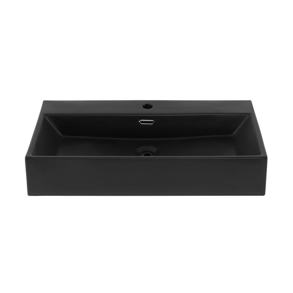 Reims 30” Rectangle Wall-Mount Bathroom Sink in Matte Black