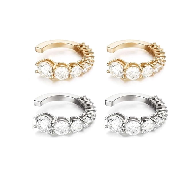 YABCSAZ Ear Rings Without Ear Hole Ear Rings Metal Ear Nail Multilayer Diamond Inlaid C-shaped Detumescence Ear Rings on Clearance,Gifts for Women