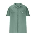 thumbnail image 6 of Zylanna Men's Casual Button Down Shirts, Loose and Comfort Breathable Short Sleeve Turndown Collar Summer Shirts for Men Green Size XL, 6 of 6