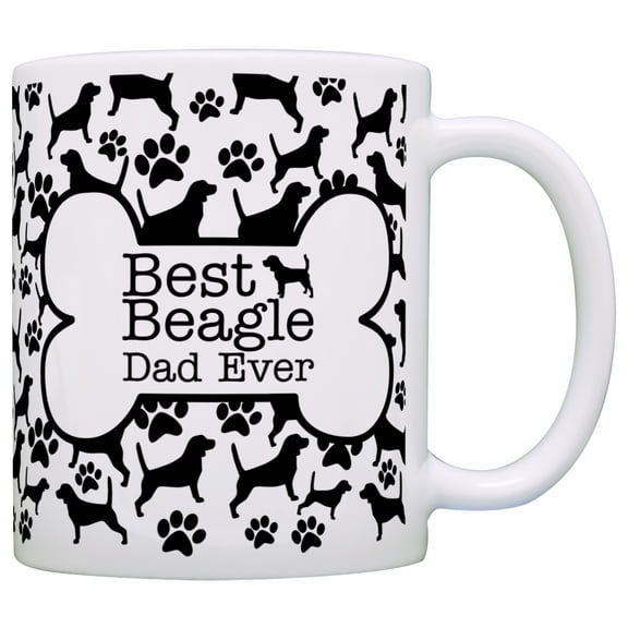 ThisWear Dog Owner Gifts Best Beagle Dad Ever Paw Pattern 11 ounce Coffee Mug Bone Pattern