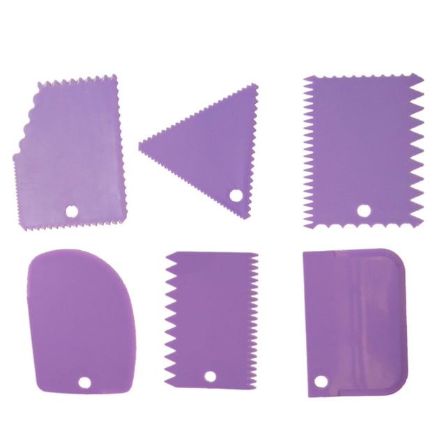Mistaha 6 Pcs/Set Cake Scraper Edge Decorating Cutters Set Comb & Icing Smoother for Bread Dough Fondant Tool