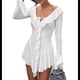 thumbnail image 3 of Vestido Mini Ajustado de Larga con Escote en V y Hombros Descubiertos con Volantes en para Mujer M, 3 of 10
