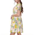 thumbnail image 2 of Naloa Lemon Leaves Print Womens Summer A-Line Dress with Pockets,Short Sleeve Dresses,Flowy Beach Swing Dress for Vacation Travel, 2 of 6