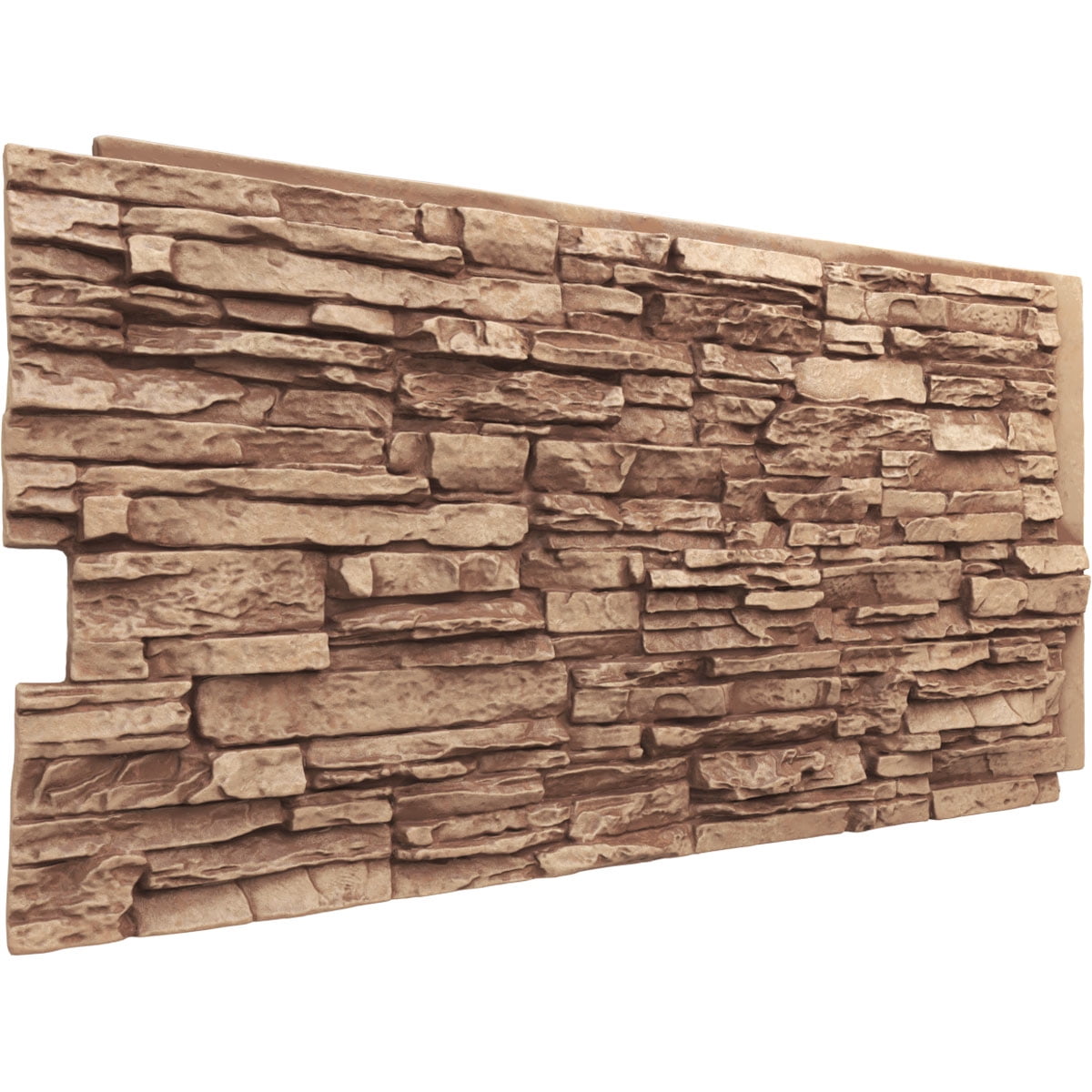Ekena Millwork 45 3/4"W x 24 1/2"H x 1 1/4"D Canyon Ridge Stacked Stone, EverStone Faux Stone Siding Panel, Wheat Field