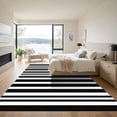 thumbnail image 3 of ODIKA 6'x9' Machine Washable Non-Slip Area Rug, Textured Black And Striped Design For Porch High Traffic Rug with Pad, Black, 889902, 3 of 8
