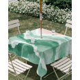 thumbnail image 2 of Sage Green Waves Coastal Outdoor Tablecloth with Umbrella Hole, Green Ombre Summer Beach Oceans Spillproof Waterproof Outdoor Table Cover, Patio Tablecloths for Party/Garden/Picnic, Square 54"x54", 2 of 9