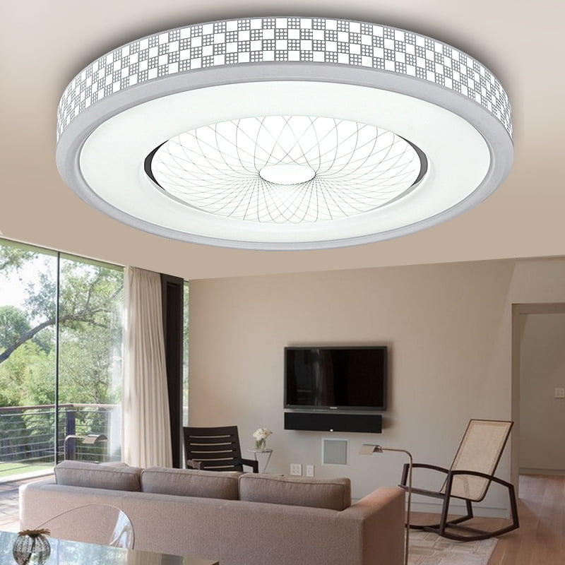 Silver Grey Frosted Glass Round Flush Ceiling Light Fitting Home Lounge Lighting