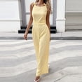 thumbnail image 2 of ClodeEU Women's Spaghetti Strap Sleeveless Jumpsuit with Back Zipper ,Casual Straight Leg Long Romper Yellow,Women's Plus L, 2 of 9