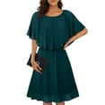 thumbnail image 6 of Rutainlusire Dresses for Women Under $10, Women's Summer Solid Color Sleeveless Capelet Sleeve Flowy Knee Length Dresses, 6 of 8