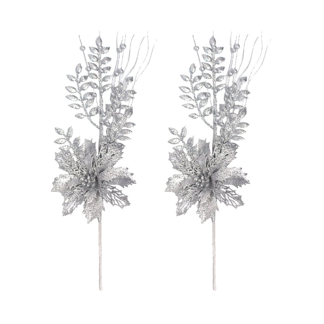 HCBY 2PCS 17Inch Christmas Tree Picks Glitter Floral s Multi Color for Xmas Wedding Party Home Holiday Decor