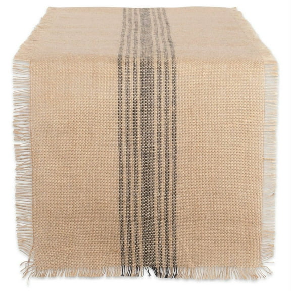 DII Mineral Middle Stripe Burlap Table Runner