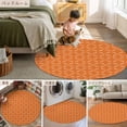 thumbnail image 6 of 6Ft Round Rug, Orange Morocco Non-Skid Rubber Backing Large Area Rugs - Living Room Bedroom Home Office, Geometric Leaf Diamond Lattice Abstract Indoor Floor Mat Carpets Washable Rug, 6 of 9