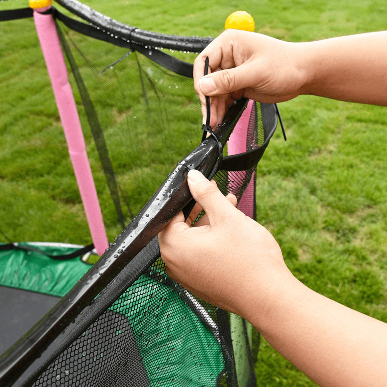 Lillian 39-feet Trampoline Sprinkler Water 12 Meters with Connector Flexible PVC Lawn Spray Water Sprinkler Garden Sprinkler Water Hose Irrigation Sprinkling Cooling Summer Toy for Kid Children