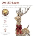 thumbnail image 5 of Best Choice Products Lighted Christmas 4ft Reindeer & Sleigh Holiday Outdoor Decor Set w/205 LED Lights, Stakes - Rattan, 5 of 8