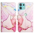 thumbnail image 2 of Allytech Moto Edge 20 Lite Case Wallet,Stylish Marble Folding Kickstand Full Body Protection Shockproof Cards Pocket Wrist Strap Wallet Cover for Motorola Moto Edge 20 Lite - Pink Gold, 2 of 7