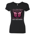 thumbnail image 2 of Wild Bobby Faith Hope Love Butterfly Ribbons Breast Cancer Awareness Women Slim Fit Junior Tee, Black, Small, 2 of 6