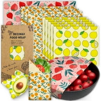 Reusable Beeswax Wrap - 9 Pack Eco-Friendly Beeswax Wraps For Food,Sandwiches,Organic Cotton, Beeswax & Pine Resin Reusable Food Wrap with Multi-function brush