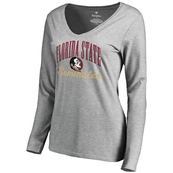 Women's Ash Florida State Seminoles Victory Script Long Sleeve T-Shirt