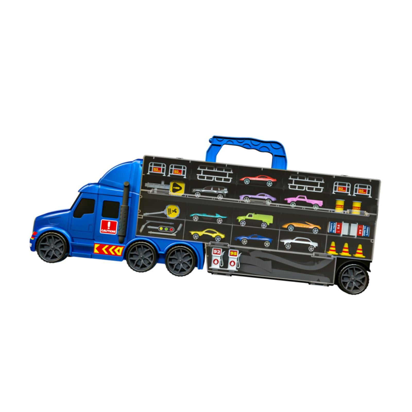 PATEMZON Camión De Transporte Con Pistas Y 8 Coches – Set De Carreras Portátil Con Tema De Bomberos, Regalo Educativo Para Niños De 3 A 7 Años