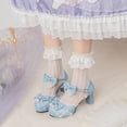 thumbnail image 5 of SACFOF Kawii Shoes Bow Pearl Heels Lolita Platform Heels for Women Lace Cute Mary Janes Pumps, 5 of 6