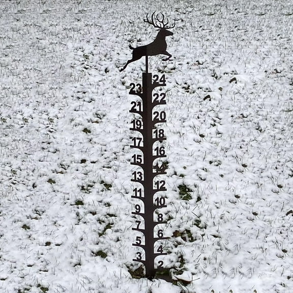 Iumwxz 24inch Snowfall Measuring Gauge Metal Elk Iron Art Snow Gauge Christmas Garden Decoration Handmade Metal Snow Measuring Stick Garden Stakes for Yard home decor christmas clearance indoor