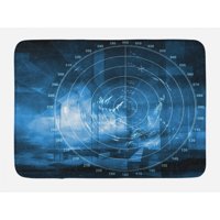 Navy Blue Bath Mat, Modern Ship with Radar Exposure in Screen Digital Electronic Hi Tech Futuristic Concept, Non-Slip Plush Mat Bathroom Kitchen Laundry Room Decor, 29.5 X 17.5 Inches, Blue, Ambesonne